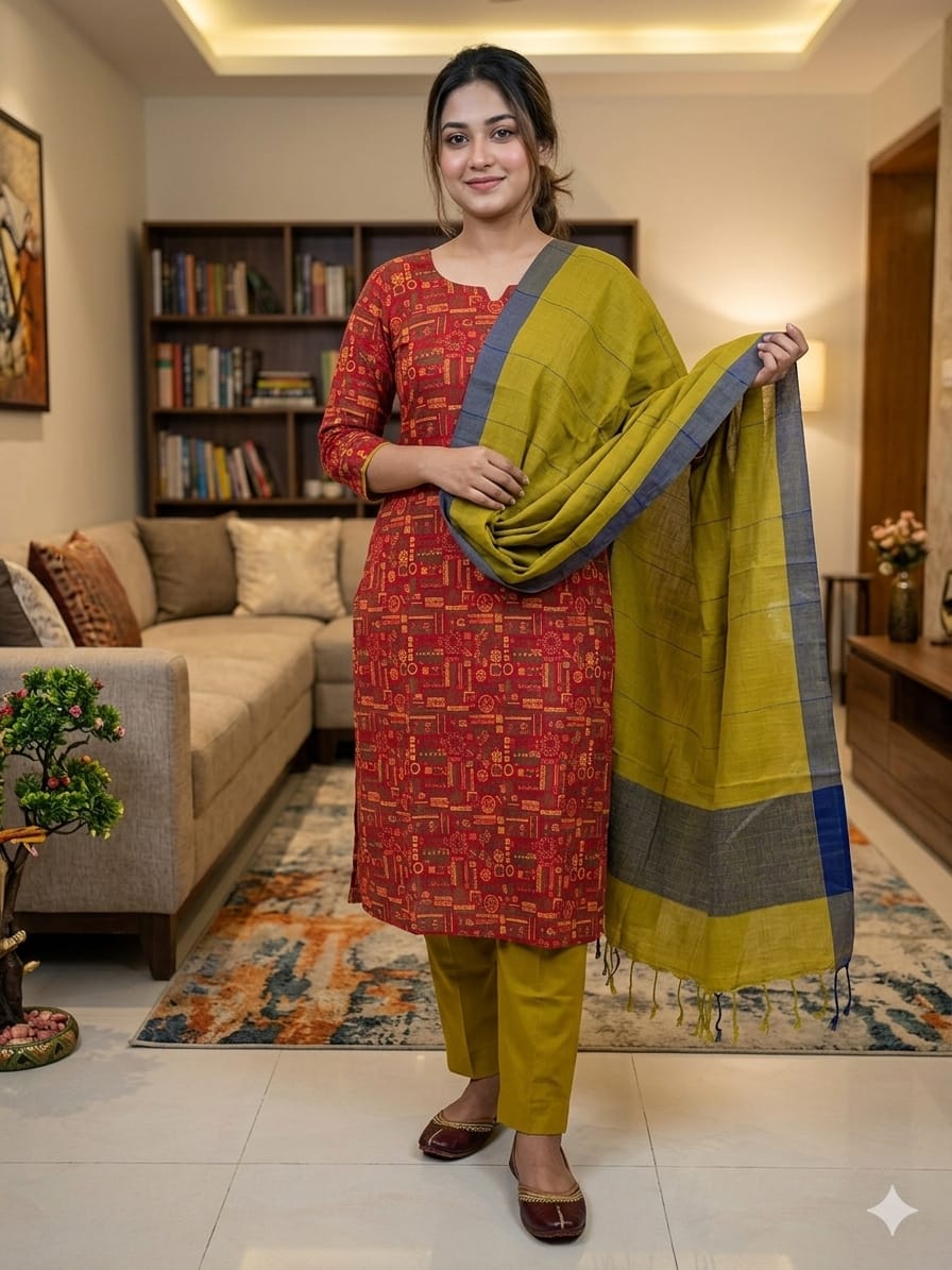 ✨ স্লাব কটন স্কিন প্রিন্ট থ্রি-পিস ✨ 3.0