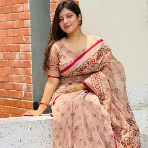 প্রিমিয়াম আড়ং সিল্ক স্কিন প্রিন্ট শাড়ি